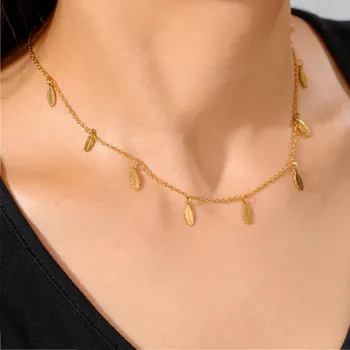 Náhrdelník Náhrdelník s přívěskem | Dámský šperk - Peří-zlatá