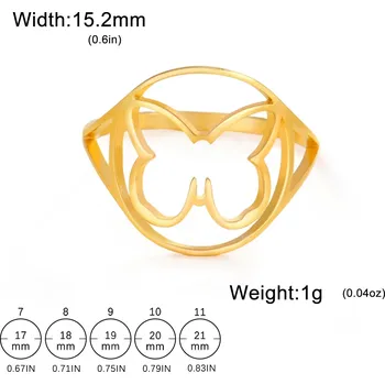 Prsten Ocelový prsten s motivem zvířete | dámský šperk - 8 Motýlí zlato , 11