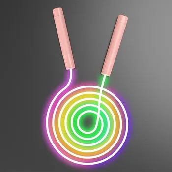 Švihadlo Svítící švihadlo pro děti nastavitelná délka | dětské švihadlo, sportovní švihadlo - růžová PU duha