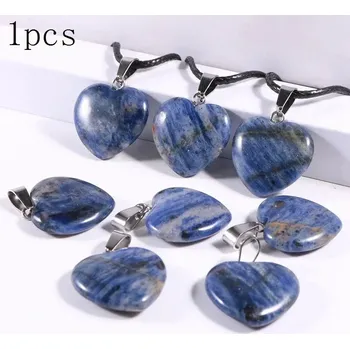 Přírodní krystal srdce reiki | Minerální kámen, šperk 1 ks - Přírodní sodalit , 1ks 20x6mm