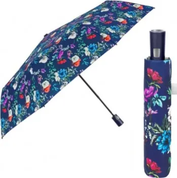 Deštník Elegantní skládací dámský deštník Perletti Time "Fiori", modrý, 26433