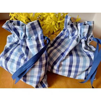 Pytlík kanafas modré kostky