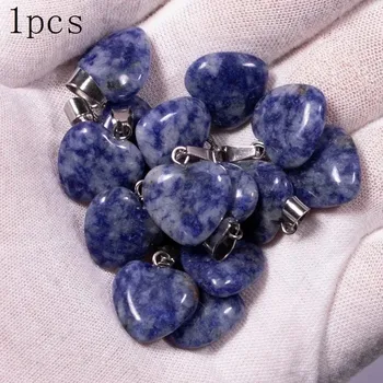 Přírodní krystal srdce | Minerální dekorace - Přírodní modrá bílá , 1ks 16x6mm