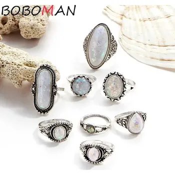 Prsten 8 ks Stylové boho opálové prsteny sada | dámské prsteny, retro šperky