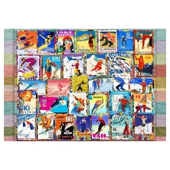 Puzzle GRAFIKA Puzzle Lyžařské poštovní známky 1000 dílků