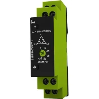 Relé TELE RELÉ MONITOROVACÍ E1PF400VSY01 3F MONITOROVÁNÍ OTÁČENÍ A PORUCH FÁZÍ A ASYMETRIE 1 CO 1340300