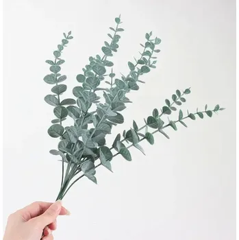 umělá květina 10 ks Umělé zelené větvičky eukalyptu | umělé listy, dekorace - šedozelená