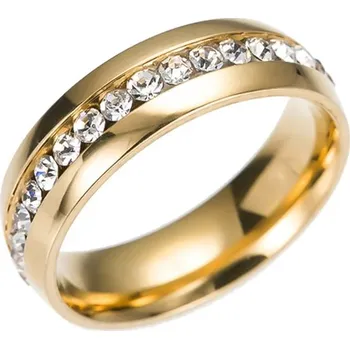 Prsten Lesklý dámský prsten a kamínkem z oceli | ocelový prsten, dámský šperk - Zlato , 7