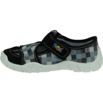 Chlapecké bačkory Papuče PEON MI018 DK -šedá kostka/chlapecké Velikost: 30