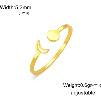 Prsten Měsíční prsten z chirurgické oceli otevřený design | Šperk - C zlatá barva