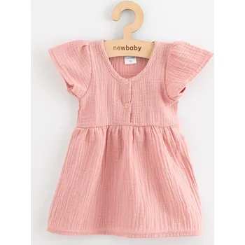 Kojenecké šaty Kojenecké mušelínové šaty New Baby pink, vel. 74 (6-9m)
