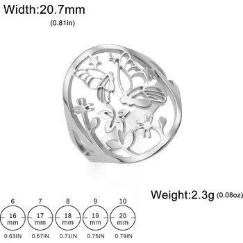 Prsten Prsten motýl z chirurgické oceli | Dámský šperk - Stříbro , 10