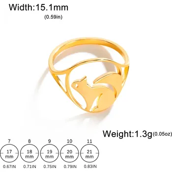 Prsten Ocelový prsten s motivem zvířete | dámský šperk - 16 Veverka zlato , 8