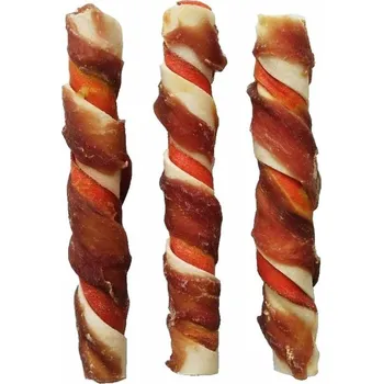 Pamlsek pro psa Tyč buvolí kroucená obalená kachním masem JUKO Snacks 12,5 cm (20 ks)
