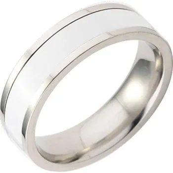 Prsten Ocelový prsten pro páry a svatbu | unisex prsten, svatební šperk - Ocelově bílá , 9