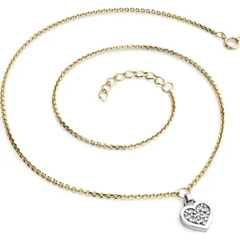 Náhrdelník Dámský náhrdelník přírodní diamant 0.096 ct G/SI srdce s brilianty 10881-NH01A-ZLB délka 45 cm