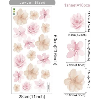 Samolepící dekorace Boho květinové samolepky na zeď | nástěnné dekorace, ložnicová výzdoba - SL3559A