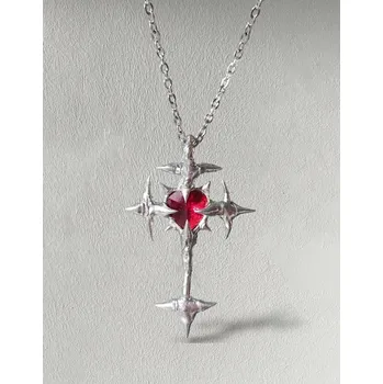 Náhrdelník Náhrdelník s křížem a zirkonem | Dámský přívěsek, gotický šperk** - C5027-3