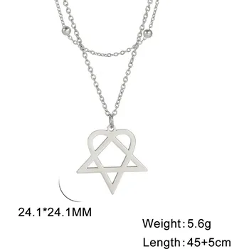 Náhrdelník Dámský náhrdelník srdce z oceli | šperky pro ženy - Dvojitý řetěz-496