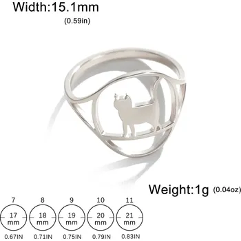 Prsten Ocelový prsten s motivem zvířete | dámský šperk - 5 Kočičí ocel , 10