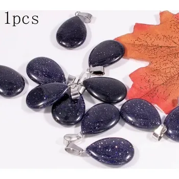 Přívěsek Přírodní krystal kapka 20x6mm | Minerální přívěsek 1 ks - Modrý pískovec