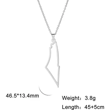 Náhrdelník Skyrim mapa Izraele ocelový náhrdelník | zeměpisný šperk - B 45cm ocelová barva