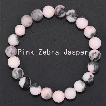 Náramek Korálkový náramek z přírodního kamene | šperky pro muže a ženy - Růžový Zebra Jaspis , 6mm korálky , 19,5-20 cm