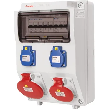 Rozvaděč FAMATEL SKŘÍŇ ZÁSUVKOVÁ ZSF20101000 0 /3958 IP54 JIŠTĚNÁ BEZ CHRÁNIČE 2X230V 1X16/5 1X32/5 6KA 2XPL6-B16/1 1XPL6-B16/3 1XPL6-B32/3 ŠEDÁ V385-6KA