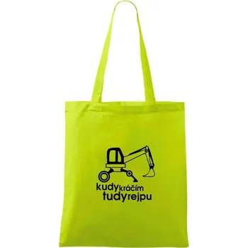 Kudy kráčím tudy rejpu - kráčivý bagr - Taška bavlněná - 42 x 38 cm ( Limetková )