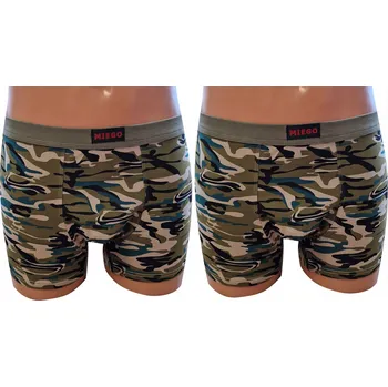 Boxerky 2x Pánské bavlněné boxerky Miego maskáčový klasické 2 ks (balení) M