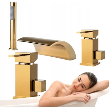 Vodovodní baterie Jednopáková vanová a sprchová baterie na okraj vany Silla CASCADE zlatá