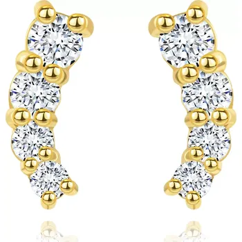 Náušnice Briliantové zlaté náušnice 585 - třpytivý oblouček z čirých diamantů