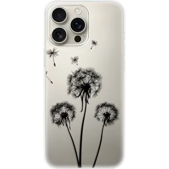 Pouzdro na mobilní telefon Silikonové pouzdro iSaprio - Apple iPhone 16 Pro Max - Three Dandelions - black (Odolný silikonový kryt, obal, pouzdro iSaprio - Apple iPhone 16 Pro Max - Three Dandelions - black - skvělá ochrana a pružnost, stylový UV potisk, lehkost, tiskne se v České)