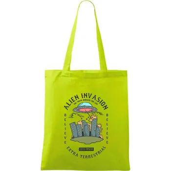 Alien Attack - Taška bavlněná - 42 x 38 cm ( Limetková )