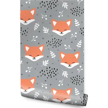 Fototapeta Tapeta do dětského pokoje lišky listy tečky