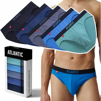 Slipy ATLANTIC 5SMP-004 pánské slipy BAVLNĚNÉ přiléhavé SPORT 5 PÁRŮ - XXL