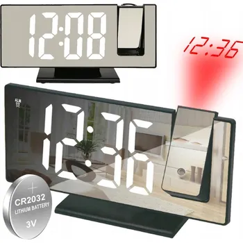 Budík Digitální stolní hodiny bílé s LED projektorem a teploměrem