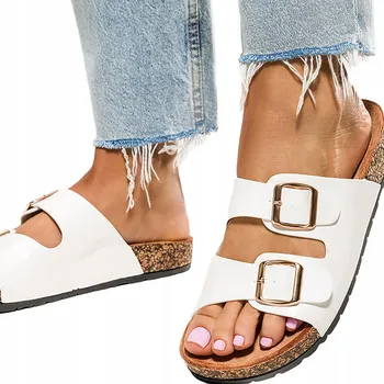 Dámské pantofle NAZOUVÁKY Bílé Dámské PROFILOVANÉ Na Korkové Podrážce Ploché vel. 39