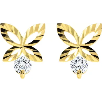 Náušnice Briliantové zlaté náušnice 585 - blýskavý obrys motýla, čirý diamant