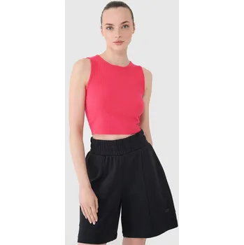 4F Dámský pletený crop top - růžový, vel. XL