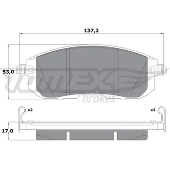 Brzdová destička Sada brzdových destiček, kotoučová brzda TOMEX Brakes 1756