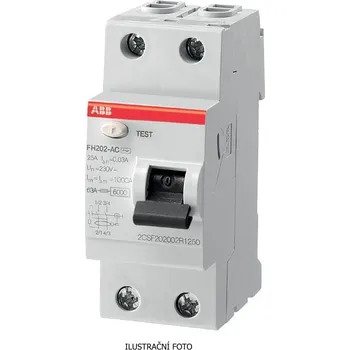Proudový chránič ABB CHRÁNIČ PROUD. FH202 A-25/0,03 2P 25A 30mA TYP A 6KA