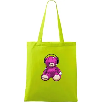 Potrhaný medvídek - Taška bavlněná - 42 x 38 cm ( Limetková )