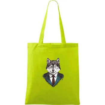 Nákupní taška Vlk gentleman - Taška bavlněná - 42 x 38 cm ( Limetková )