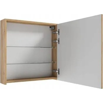 Koupelnový nábytek Závěsná koupelnová skříňka se zrcadlem funkční 60x60 cm dub craft