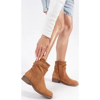 Dámská zimní obuv Dámské hnědé kotníkové boty ve stylu kovbojek