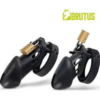 Pás cudnosti Brutus Denial Silicone Chastity Cage Set Black