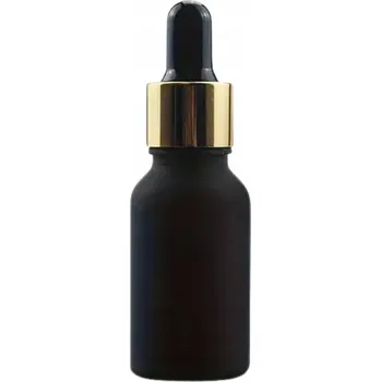 Láhev Skleněná lahvička na olej, sérum s pipetou, kapátko, černá matná 10 ml