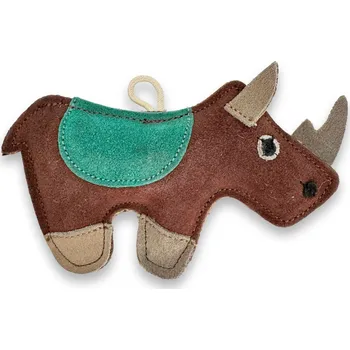 Hračka pro psa PafDog® Nosorožec Rudy z kůže a juty hnědý - 19 cm