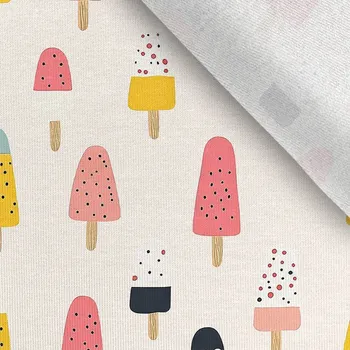 Teplákovina Takoy 150 cm nebělený - pastelové nanuky